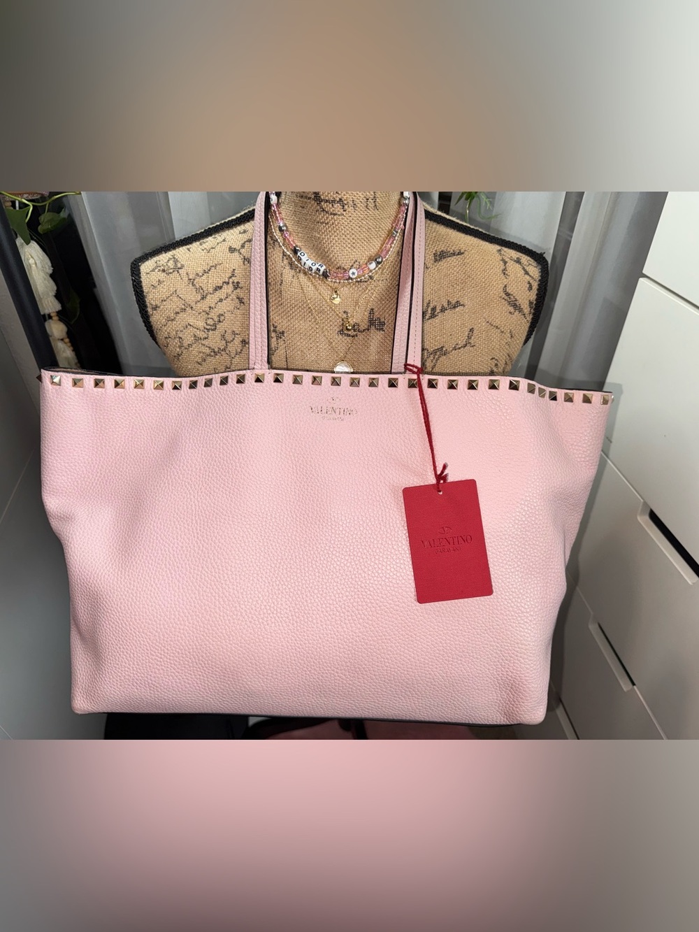 Full Set Valentino Soft Pink Leather Rockstud Tote